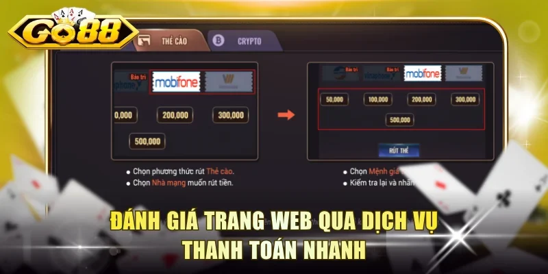 Đánh giá trang web qua dịch vụ thanh toán nhanh
